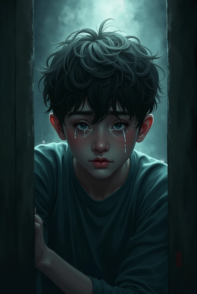 A cover with a dark background of a -yeld borying about his problems like suicide but at the same time fighting them. Like locked in a place unable to escape but with hope that he would succeed