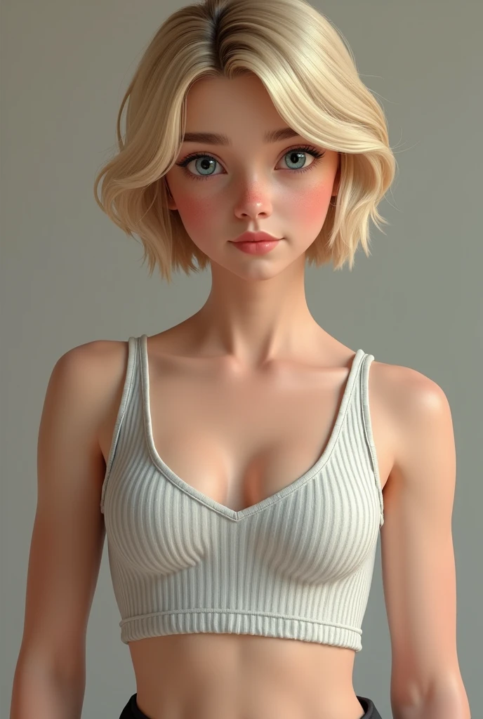 Fille de 15 ans réaliste blonde crop top décolleté 