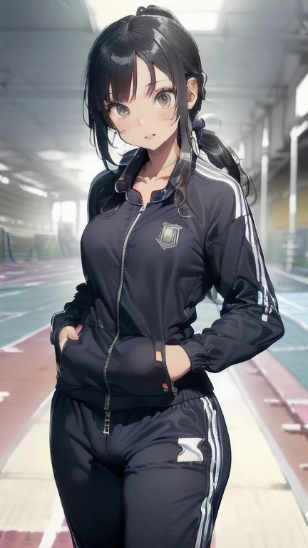 (must be follow these prompts:2.2),masterpiece,best quality,extremely detailed,(in her clothing:3.5),(in her track suit clothing:3.6),(adorable expression:2.6),(usual face:2.6),(childish face:2.4),(displayed one girl on single picture:2.6),(black hair:2.1),(A bright high school girl with a very innocent impression practicing in an unfashionable jersey.:2.6),(The high school girl is a highly anticipated athlete.:2.5),(The high school girl looks very cute, but she wears her semen-soaked tracksuit jacket and pants until they dry out and become shiny.:1.4),(The tracksuit pants worn by the high school girl have a bulge around the pubic mound.:1.8),(The lower half of the high school girl's body, clad in her jersey, was covered in slimy secretions that had been produced during her multiple sexual orgasms.:1.3),(The female high school student was wearing a jersey that had been ejaculated into a long time ago, and the semen that had soaked into it had turned amber in color.々Stands out in:1.6),(libidonous tumultus are happened on her mind:1.7),(The crotch area of the high school girl's jersey smells bad because of sweat and love juice.:1.6),(The high school girl has a very cute face and is very .:2.6),(Lewd love juices are dripping down the inner thighs of the high school girl's tracksuit pants.:1.9),(The breasts of the high school girl covered by her jersey are bulging out due to her strong lust.:2.8),(men's elected twangers were inserted her to the depth:2.3),(A high school girl with a round, stinky crotch:2.3),(she was already stroked up to the depth intervaginal sensuous spot:1.8),(notably buldged up her inner labia majora:2.9),(A young, shy moan:1.5),(having big breasts in her clothing:2.8),(A high school girl with an innocent impression practicing in a club activity:2.3),(The high school girl is short but has a slightly plump body.:2.1),(The crotch area of his tracksuit pants has become discolored due to love juice soaking in.:2.1),(The high school girl let her love juices drip from her pussy, hidden under her pants.:2.1),(The high school girl's tracksuit pants, which tightly hug her plump thighs, are smelly and damp.:2.0),(The high school girl endures the sloppy mess by keeping her tracksuit pants on.:2.1),(A high school girl who always holds her crotch over her pants:2.1),(A moan filled with childish embarrassment:1.5),(The breasts and nipples of the high school girl covered by her jersey are bulging with lust.:2.6),(The high school girl is practicing seriously.:2.5),(The high school girl's legs are short and thick.:2.2),(she looks like japanese idol:2.3),(The high school girl's jersey is made of a durable material that will never tear.:3.3),(Her breasts are completely hidden under her jersey:2.9),(she looks like a lolita:2.0),(All of this happened to the high school girl herself, not anyone else.:3.5),(Make sure to depict the face:5.3),(Calm expression:4.3),(Innocent face:3),(The film depicts just one high school girl.:3.3),(The only characters are the high school girls.:4.2),(Portrait Style:5)