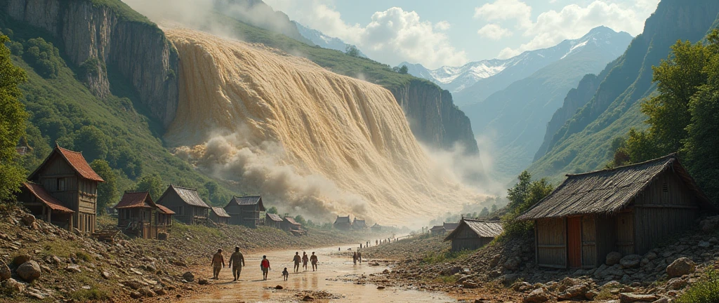 Create a reality picture of the most biggest
landslide in village