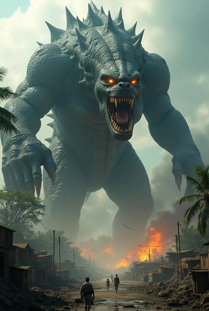 Give me a picture of attacking sri lanka by a monster