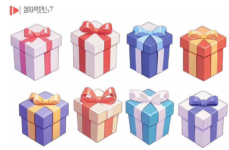 Close up of a pile of colorful boxes，It is tied with a bow, Gift, birthday wrapped Gift, Gift, giving Gift to people, Loot Boxes, high quality Low Poly art, Paper model Low Poly, Low Poly, Game assetss, Game assets, Authorjeonseok lee, Written byKanbun Master, isometric Game assets, video Game assetss, Low Poly 3D, Number of polygons