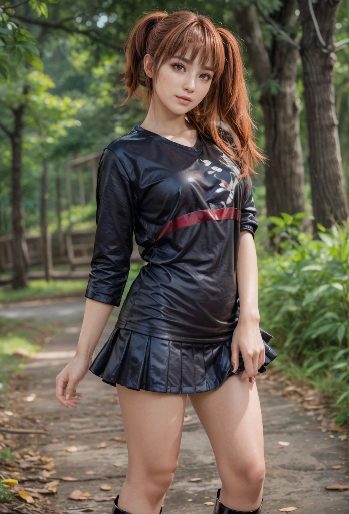 kasumi, eyes browns, (best qualityer, ultra detail), (realisitic:1.37), beautiful and detailed face, ultra-realisitic texture, Exquisite face, Delicate body, red lipgloss stick, shiny colors. High definition, 8k, expression a slight cute smile