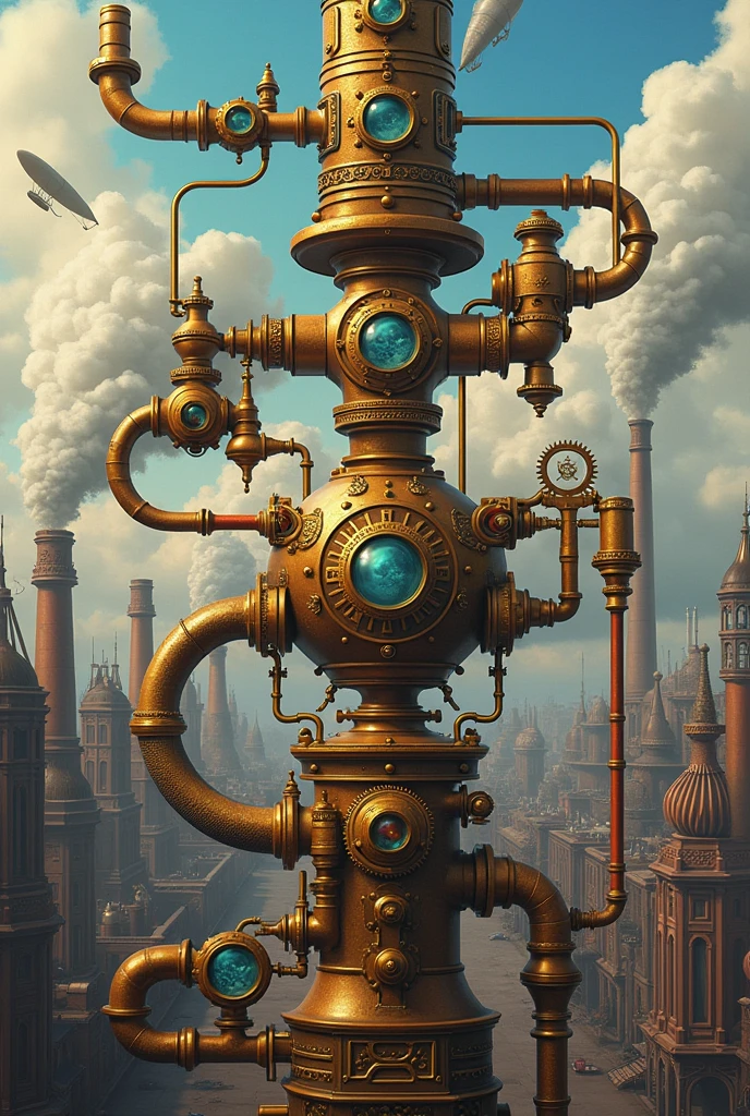 The process of communication flow chart, steampunk civilization style
