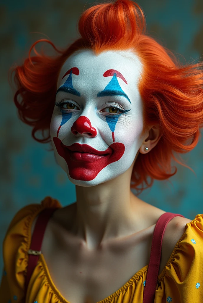 Une femme réel avec une tête de clown