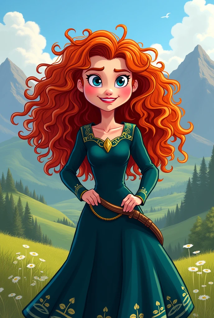 A beautiful cartoon picture of Merida