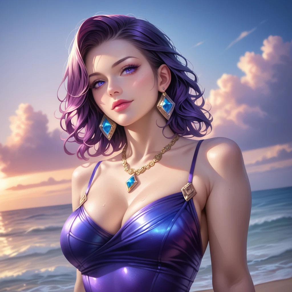 score_9, score_8_superior, score_7_superior, A masterpiece in 32K resolution,Highest quality,it is really amazing,Very detailed,Ultra-high resolution,Ultra-realistic,Realistic,Increased depth of field,Cinematic lighting,
Elegant mature Japanese woman,
black straight medium hair,Ultra-detailed and beautiful face,Calm expression,Translucent white skin,Realistic skin texture,Great proportions,
Sexy high leg dress swimsuit,
Luxurious design,Chic color patterns,Beautifully detailed decoration,Detailed fabric texture,
Gorgeous necklace,Earrings,
Dark skies before the storm,Dark clouds covering the dark sky,Thunderclouds rolling in,Coastline at night,Stormy seas,delay々A desolate sandy beach that continues,
Dramatic Angle,