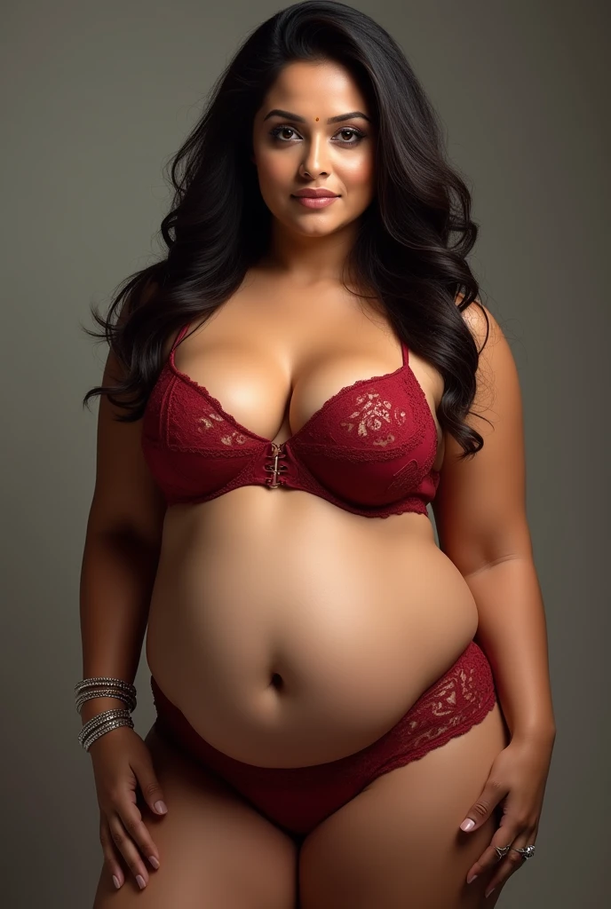 50yo mature MILF Anushka Shetty,((best quality)), ((masterpiece)), ((realistic)), sweat, alluring figure,  bulging figure, thick charming lady, curvy, thick navel, full figured woman, eye kajal, massive breast, full body, styled hair, pierced eyes, female face, lingerie , trend on artstation , sharp focus, studio photo, intricate detail, very detailed, detailed eye, illustration, very detailed, sharp focus, professional, 