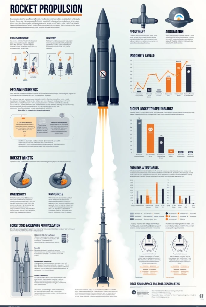 an infographic highlighting the advancements in the rocket propulsion including the points with readable scle

