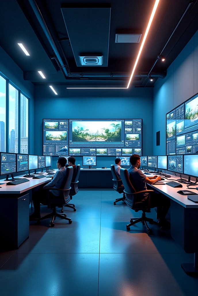 A video editing studio background 