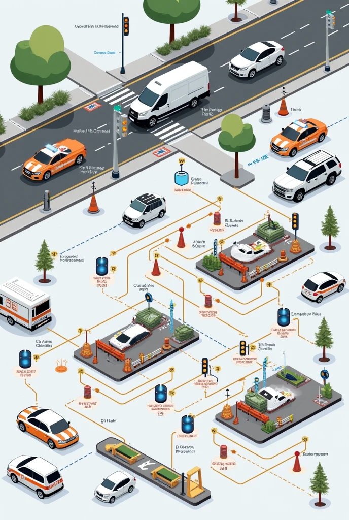 Process flow diagram of emergency vehicle Traffic Clearance System. Base idea is when an emergency vehicle like ambulance approaches the traffic signal, It automatically adjusts the traffic lights to give smooth 
movement of emergency vehicle.
