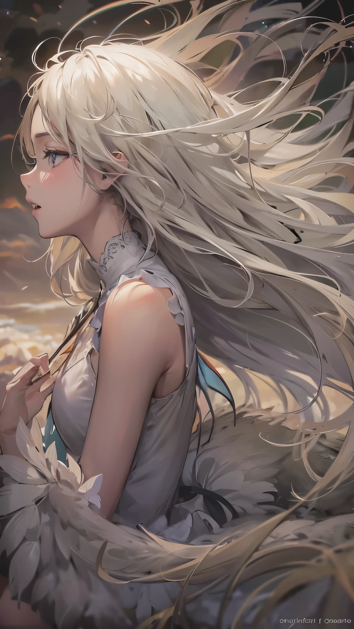 ((Highest quality)),(Ultra-high resolution),(Super detailed),(Detailed Description),((The best CG)),(masterpiece),Highly detailed art,(Art with precise detail:1.5), Wind, wing, To the sky, wingを広げて,