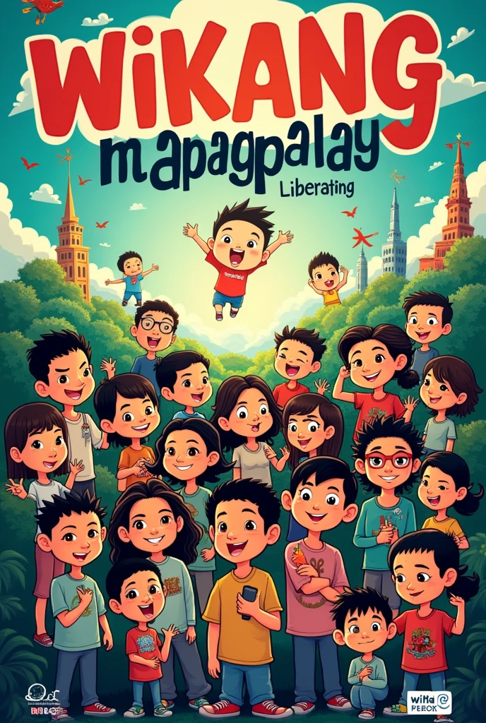 Wikang mapagpalaya poster making, cartoon, with meanings