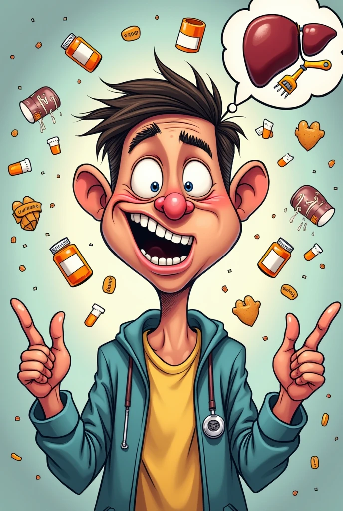 Funny picture of a Diabetes patient whosburden is Triglyceride and liver problem