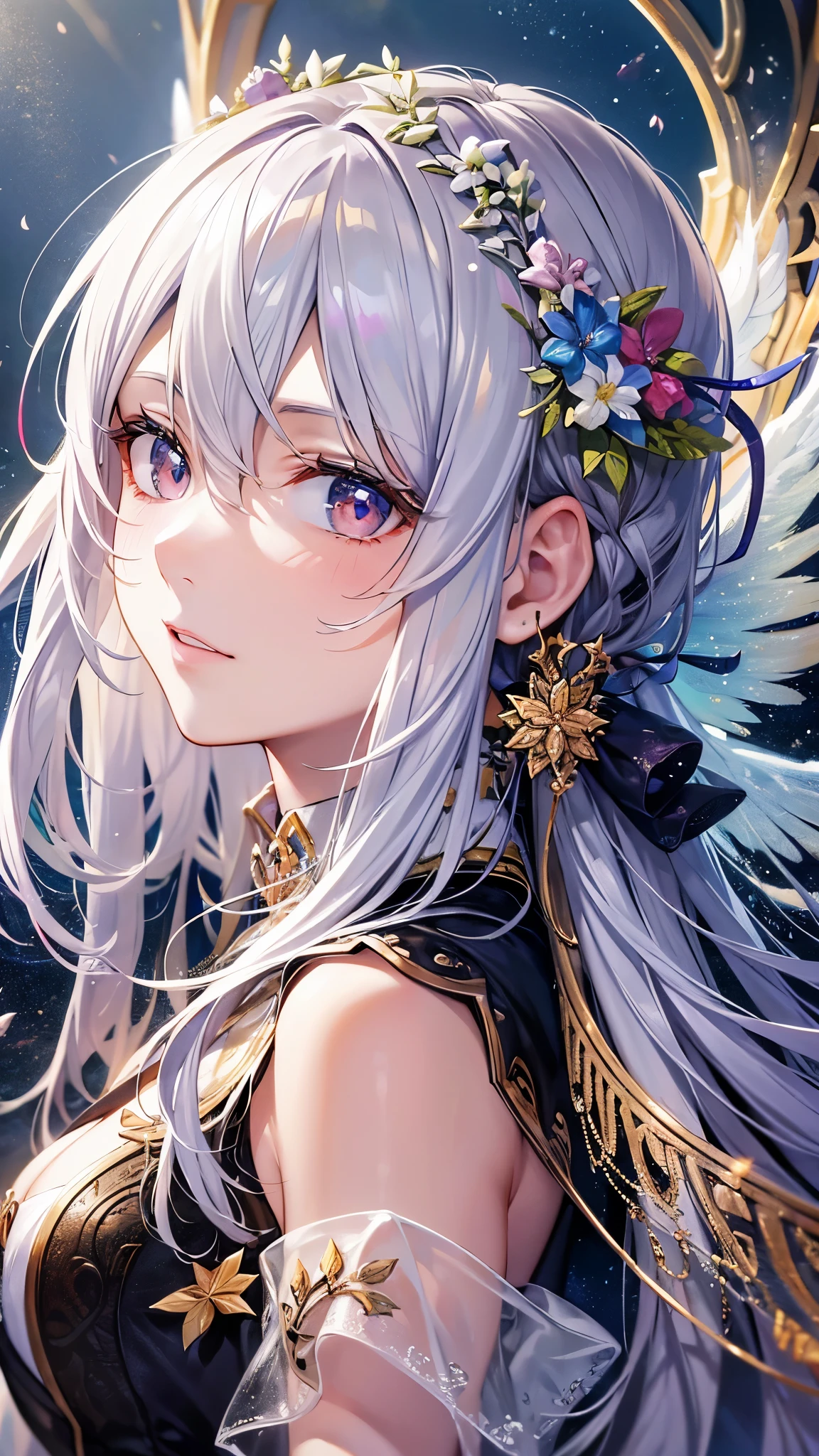 ((Highest quality)),(Ultra-high resolution),(Super detailed),(Detailed Description),((The best CG)),(masterpiece),Highly detailed art,(Art with precise detail:1.5), Wind, wing, To the sky, wingを広げて,