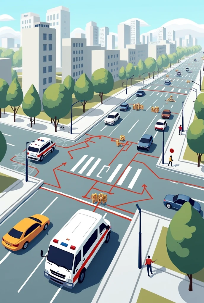 A basic Process or case flow diagram of emergency vehicle Traffic Clearance System. Base idea is when an emergency vehicle like ambulance approaches the traffic signal, It automatically adjusts the traffic lights to give smooth movement of emergency vehicle.