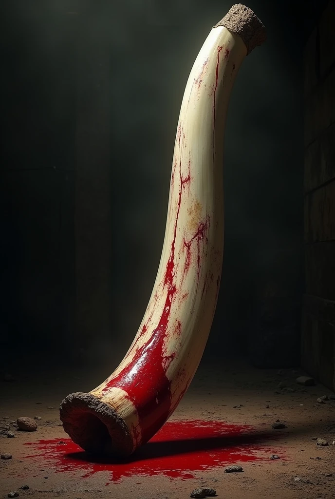 Elephant tusk with blood