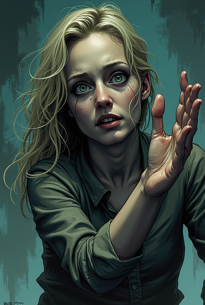 Create an comic like imagie with the concept of alien hand syndrome