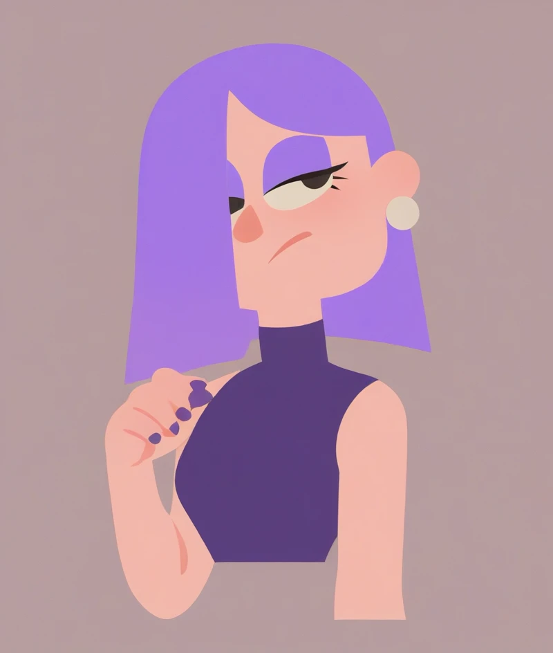 score_9, score_8_up, score_7_up, score_6_up, 1girl, solo, sexy, Lily, LilyDuolingo, girl, light purple hair, hair over one eye, purple nails, thin body, , Girl with a Pearl Earring,
(vector art:1)