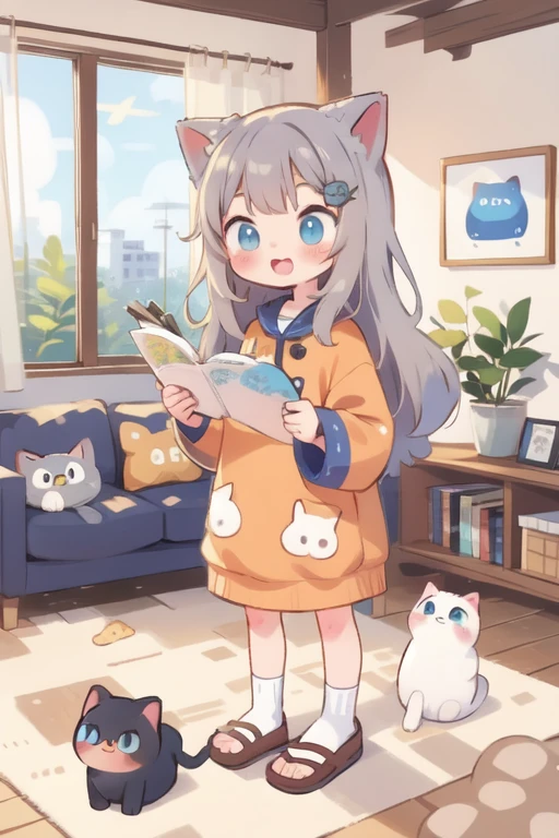 Nachoneko，小さなCat耳の***，living room，ロボット掃除機ルンバの上に乗る小さなCatの***ミミ，Cat ear，Catのしっぽ，Animal ears，performer，Cat，