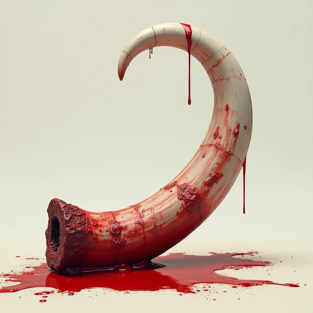 Elephant tusk with blood