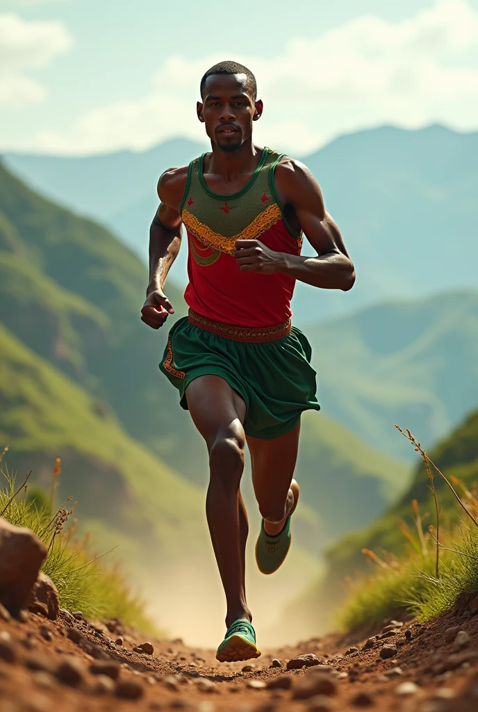Runing Ethiopian athlete with ring