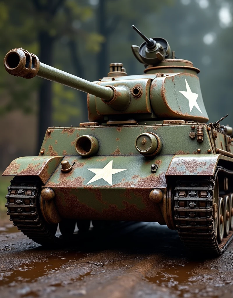 a detailed m3 sherman medium tank,highly detailed military vehicle,superrealistic military machinery,weathered and rusted military equipment,realistic battle damaged tank,world war 2 era military machinery,gritty military realism,detailed military armor,superdetailed military technology,cinematic dramatic military scene,ultra realistic military hardware,photorealistic military equipment,masterpiece,8k,best quality,hyperdetailed,physically based rendering,studio lighting
