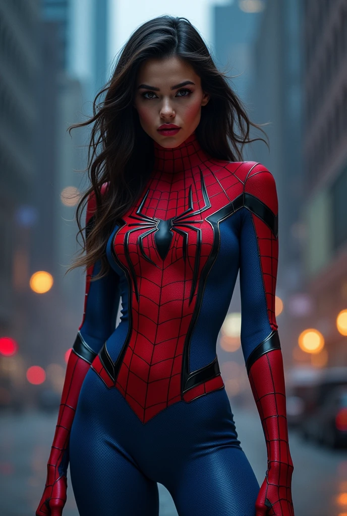 Beautiful and sexy girl use a Spiderman costum