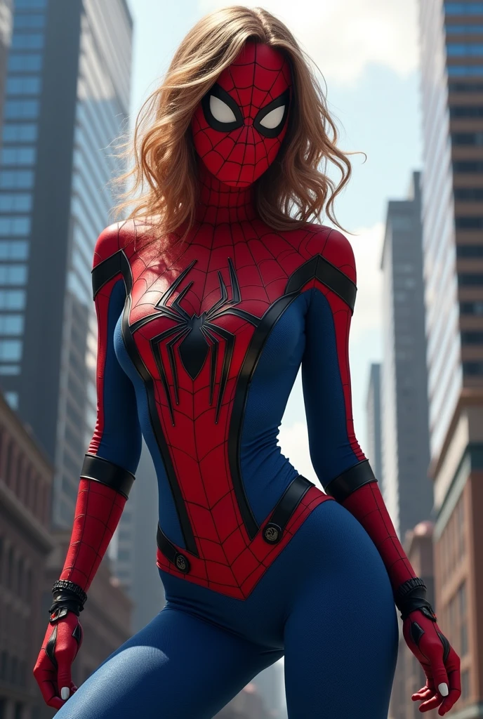 Beautiful and sexy body girl use a Spiderman costum