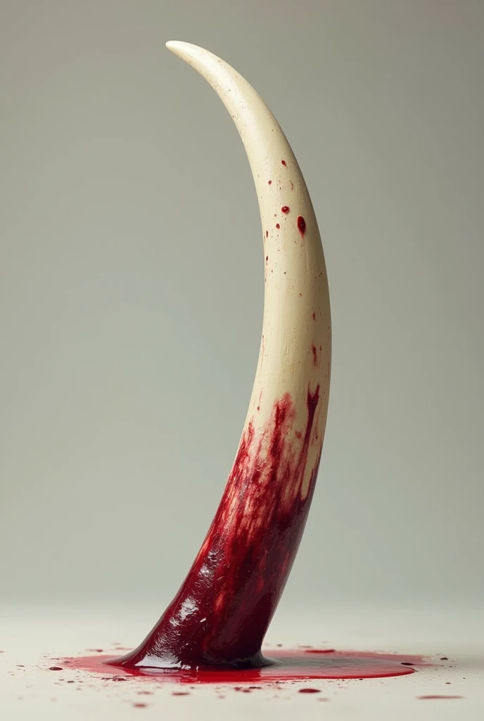 Elephant tusk with blood on lower half less gore