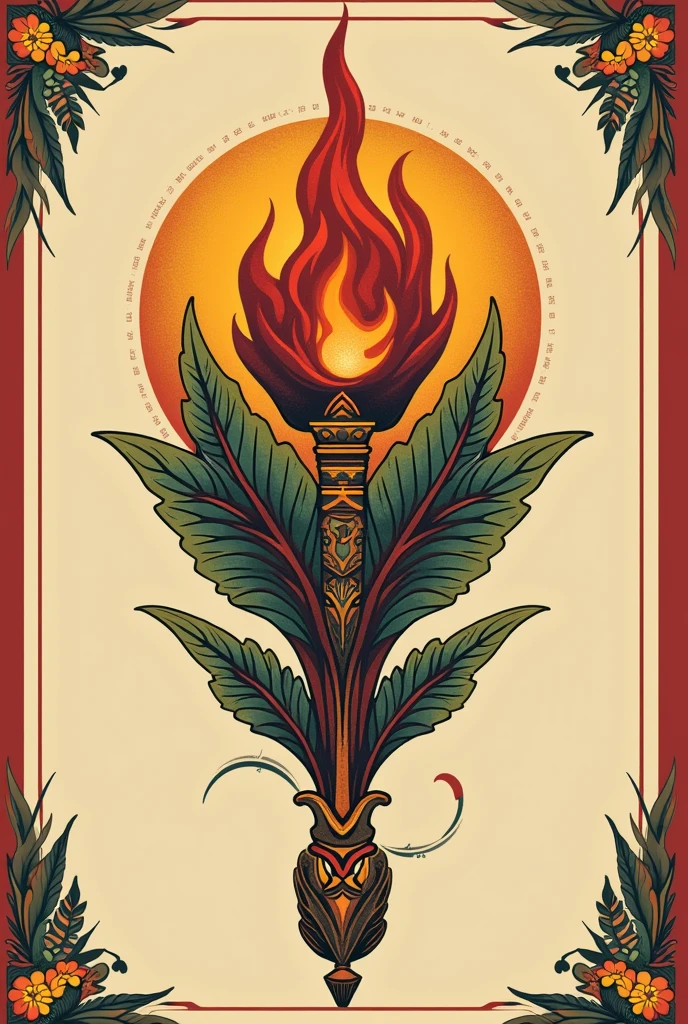 Gabonese indigenous torch motif for tattoo