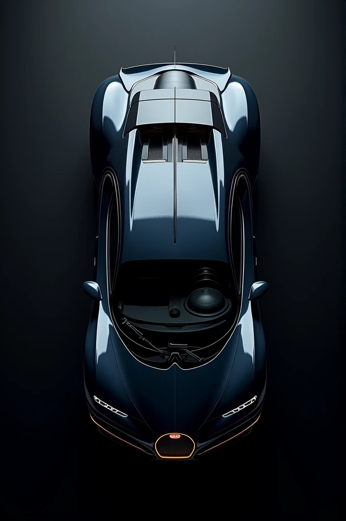 Top view of Bugatti with black background 