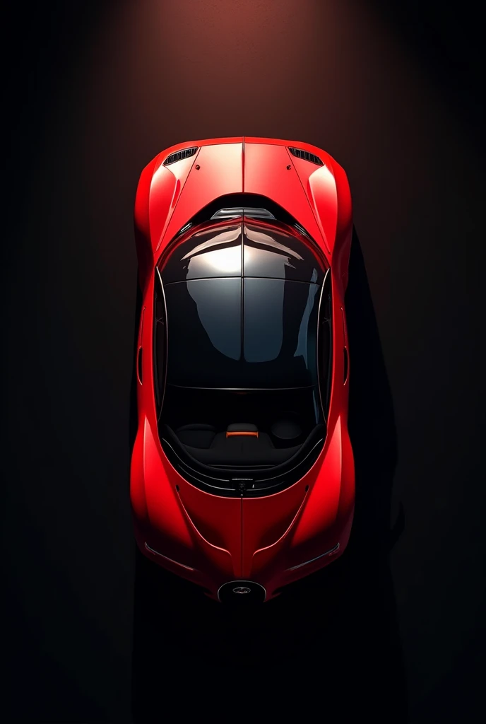 Top view of red Bugatti with black background