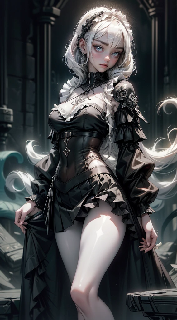 (necromance:1.2) girl, 1girl, perfect and well designed shiny eyes, (beautiful detailed (onix :1.3) marsh eyes:1.05), natural breasts, slim body, beautiful and delicate face, (face detail), ((realistic face)), pores, ((pale skin)), detailed skin, realistic skin, medium length hair, hair voluminous, super high resolution, 8k, parameters Best quality, (masterpiece:1.4), (magic accessories:1.4), bracelets, necklaces, dark extremely detailed thick tight ((lacy silk clothing:1.3), (lacy wrap dress:1.2), (lycra kimono:0.8),(wild goth skirt:1.5)), (shabby hood ruffles coat:1.6), (embroidery and lace:1.3), jewelry ornaments, hair ornament, (cloth:1.3), (neckline:1.3), (cleavage), decolette, navel, Young Girl, Little Beast, (crazy:0.7) Smile, (Pale Skin:2.0), (19 Piercings:1.6), ((tattoos all over body, Tribal tattoos all over legs)), surrounded by darkness, (Darkness:1.2), Dark Fantasy, ultra detailed, photorealistic, ((Real image)), (best quality:1.4), super high resolution, (Realistic 2.0), More details, (full body portrait), (((1girl))), (witchcraft:1.5), magic energy flows and sparkles, (futurism:1.3), fantasy, (cyberpunk:1.4), (magic technologies:1.3), (beautiful and aesthetic:1.2), (fractal art:1.4), (cinematic light:1.1), DUTCH ANGLE, 16K, HDR, RTX, Ray Tracing, Radiosity, Anisotropic Filtering, Subsurface Scattering, (((magic lights))), metallic reflections, Detailed, Realistic, 4k highly detailed digital art, (cool_color), extremely detailed CG unity 8k wallpaper, vibrant colors. Dancing lightly. backwadrs, Looking back. Very sexy, with chin resting on shoulder.
