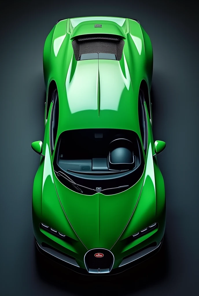 Top view of green Bugatti with black background