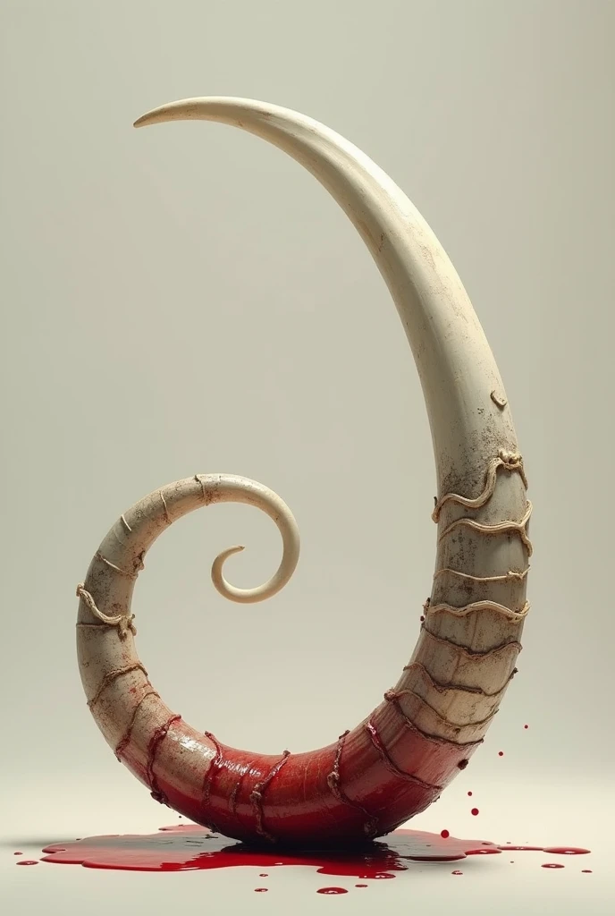 Elephant tusk with blood less gore