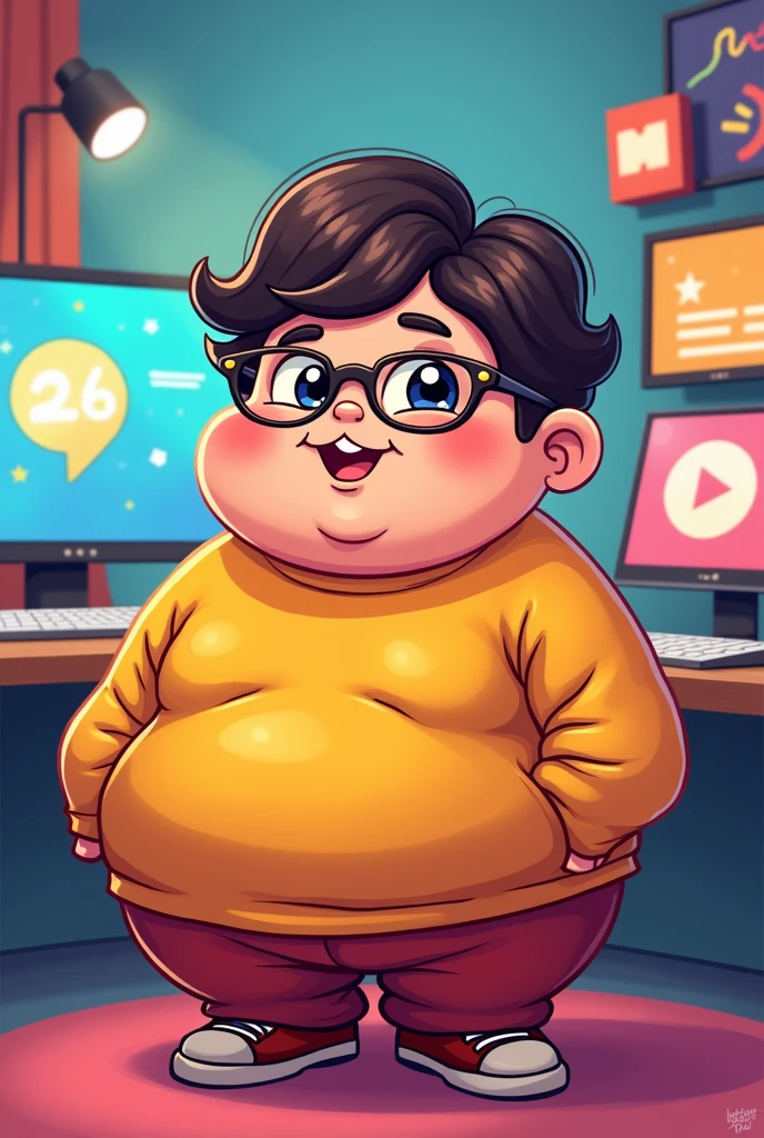 A chubby YouTuber wearing glasses, made by Tarezo Ossan