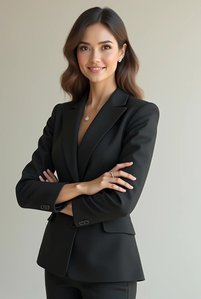 A women standing with fold his hands professionaly
