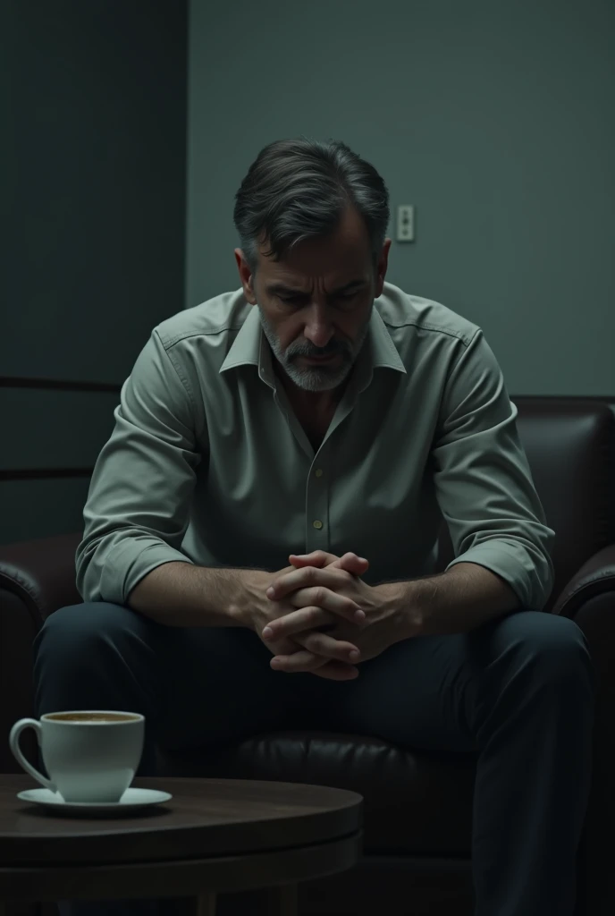 Man setting with sad face
