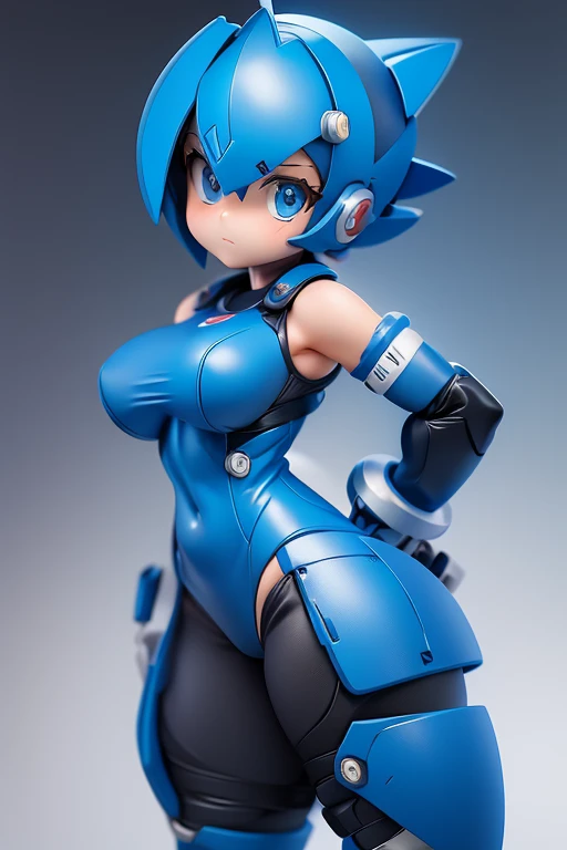 Rockman、Mega Man、Primary school students ,Young girl,Shortcuts、Short Hair、Character portrait、Big Breasts、Large Breasts、front view