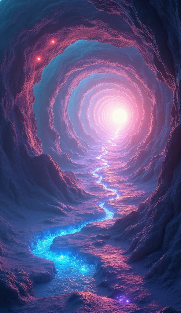 "Create a futuristic and ethereal scene representing a journey through time. Include elements like swirling galaxies, time portals, and abstract, glowing pathways. Use vibrant colors and dynamic lighting to evoke a sense of motion and the infinite nature of time."