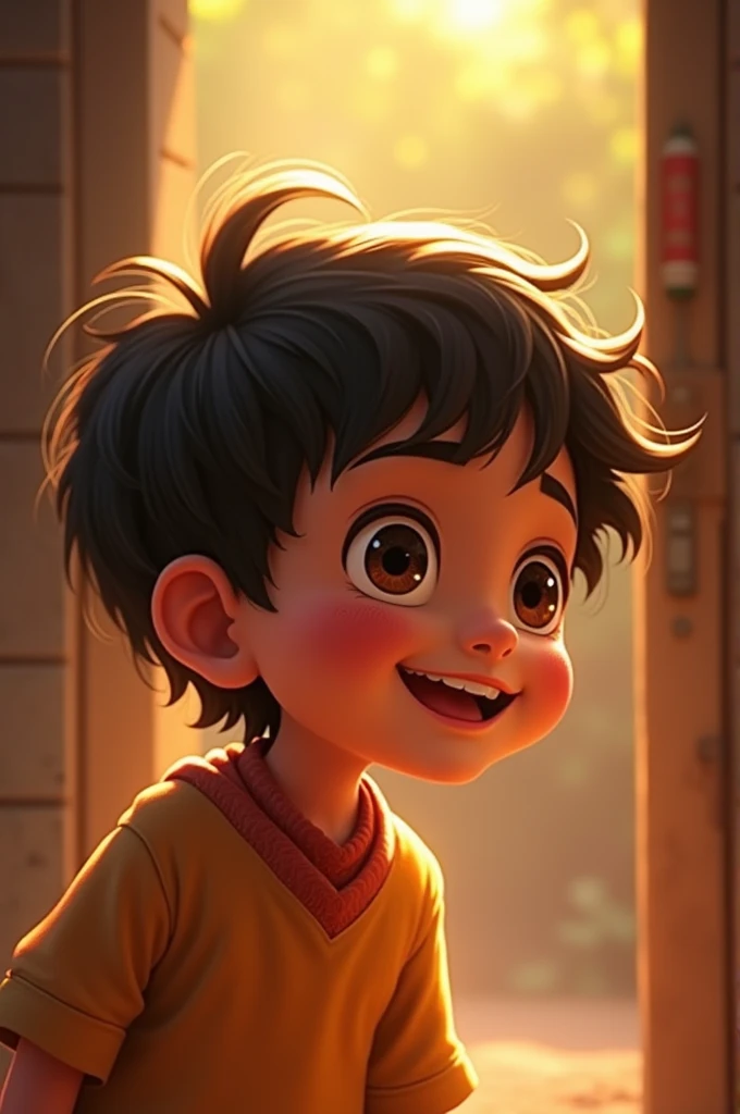Raju’s Realization: Conclude with Raju's realization that true happiness comes from helping others, which fills his heart with joy. Little boy