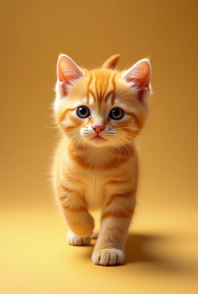 Cute yellow cat is walking