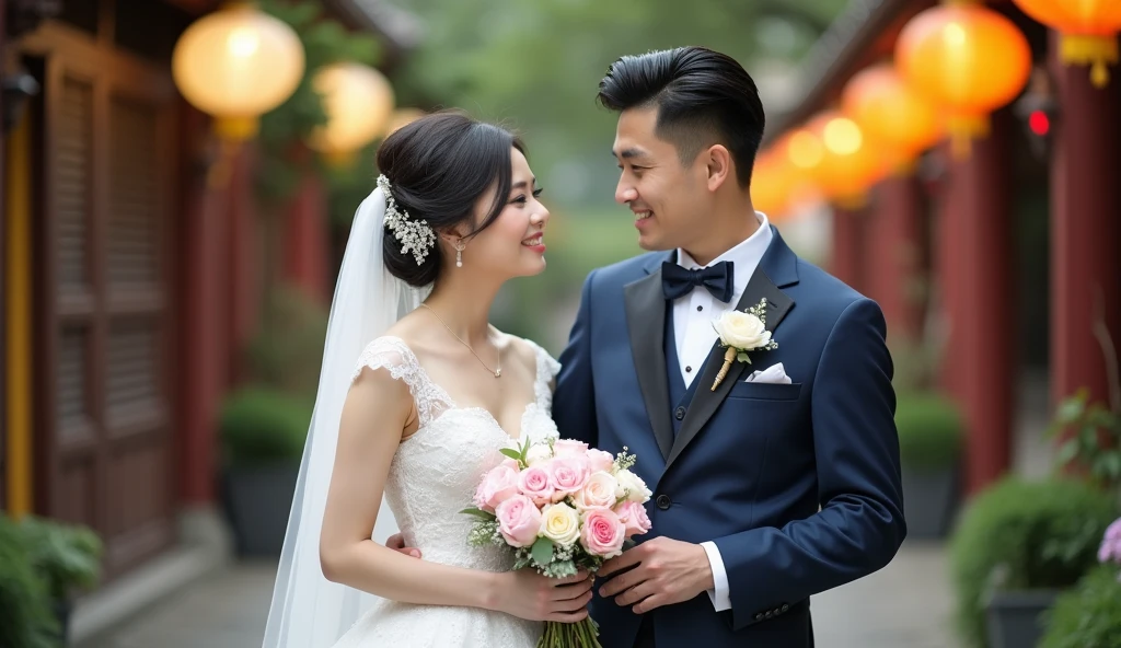 vietnamese women and korea man wedding in Hoi An viet nam

