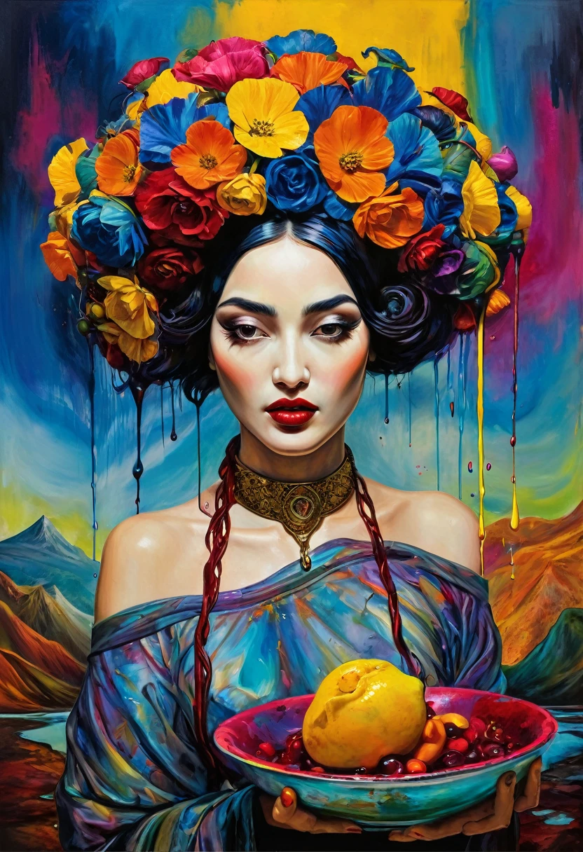 (Artistic Masterpiece of Romantic Life) ( (Themed Art of Life) ( (Conceptual Art) (NFT Exclusive) (Fauvism Work) ()”) Where visual poetry transcends traditional boundaries and embraces the dynamic interplay between creativity and technology Takes),dripping paint,darkart,style, in the style of esao andrews