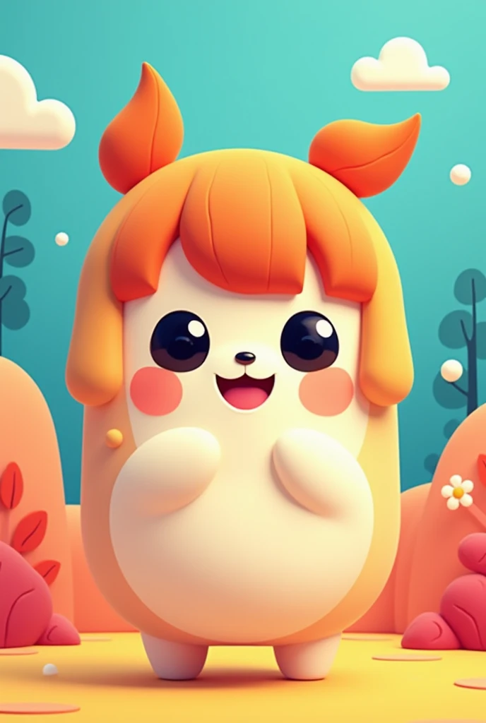 cute  cartoon with bangs in LVL shape 