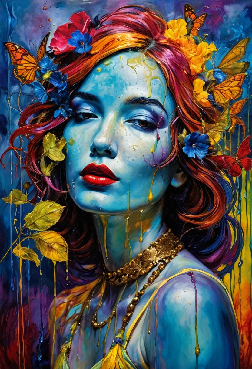 (Artistic Masterpiece of Romantic Life) ( (Themed Art of Life) ( (Conceptual Art) (NFT Exclusive) (Fauvism Work) ()”) Where visual poetry transcends traditional boundaries and embraces the dynamic interplay between creativity and technology Takes),dripping paint,darkart,style, in the style of esao andrews