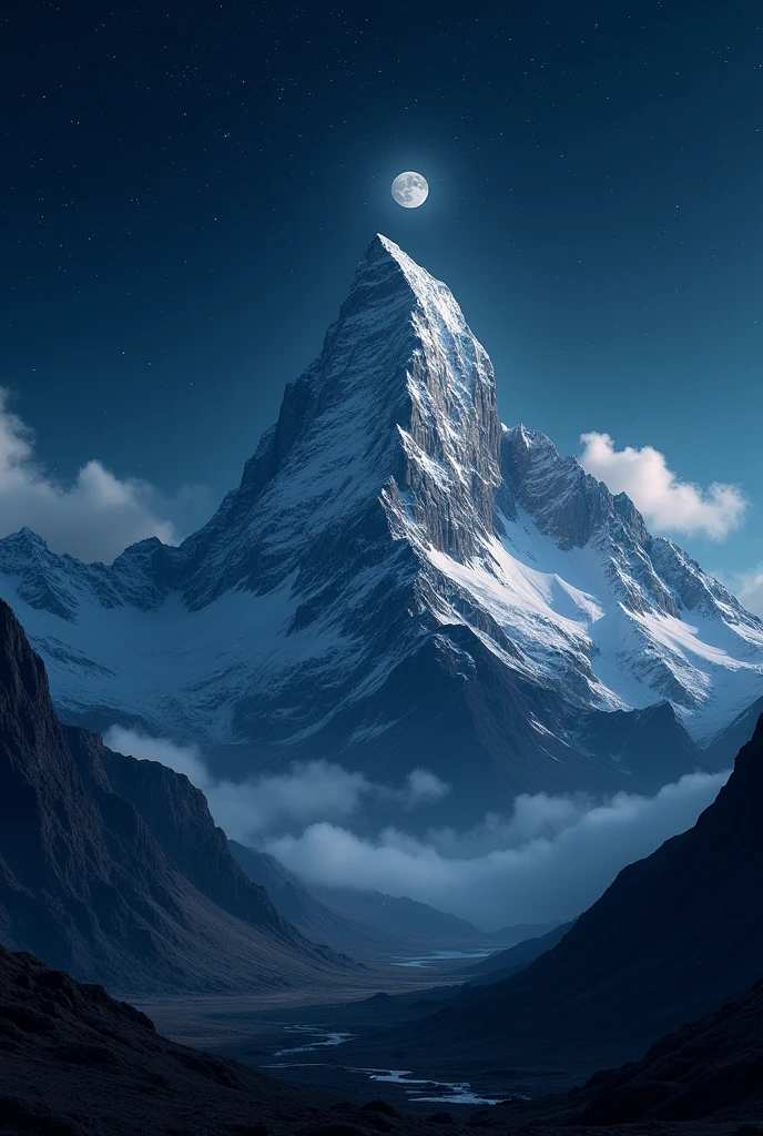 Draw a mountain at night