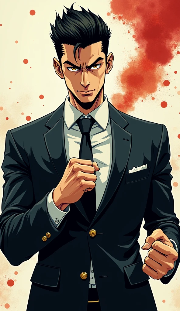 ((A man with short hair))，Black Hair，Suits，((Angry expression))，leave，Japanese comic style