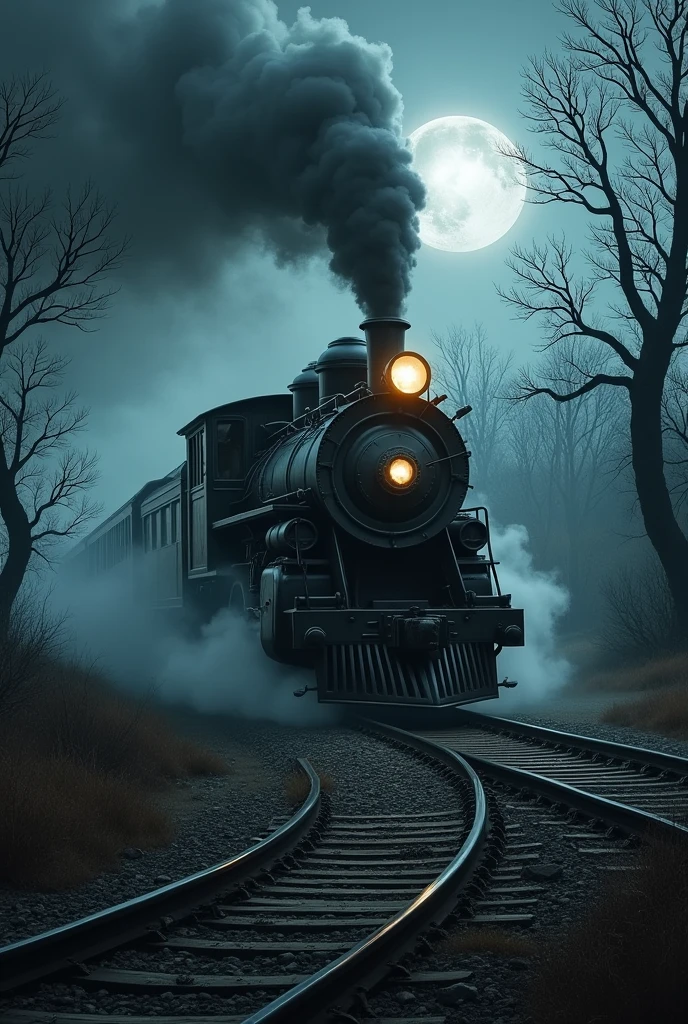 Horror train in the night